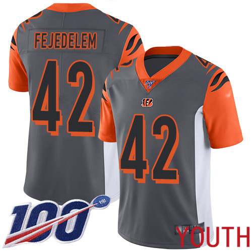 Cincinnati Bengals Limited Silver Youth Clayton Fejedelem Jersey NFL Footballl #42 100th Season Inverted Legend